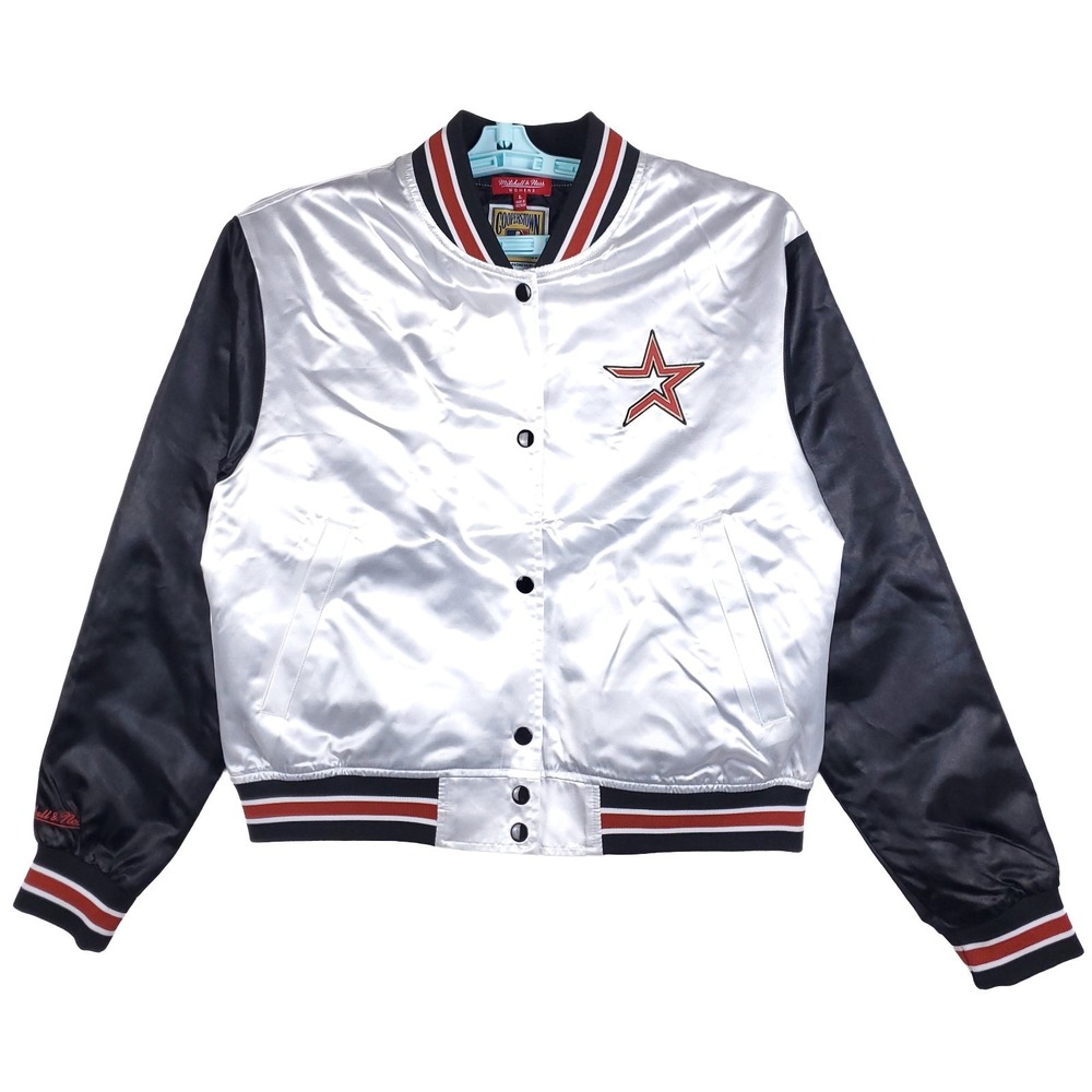 Houston Astros Mitchell & Ness MLB‎ Womens Large Varsity Jacket White Black New